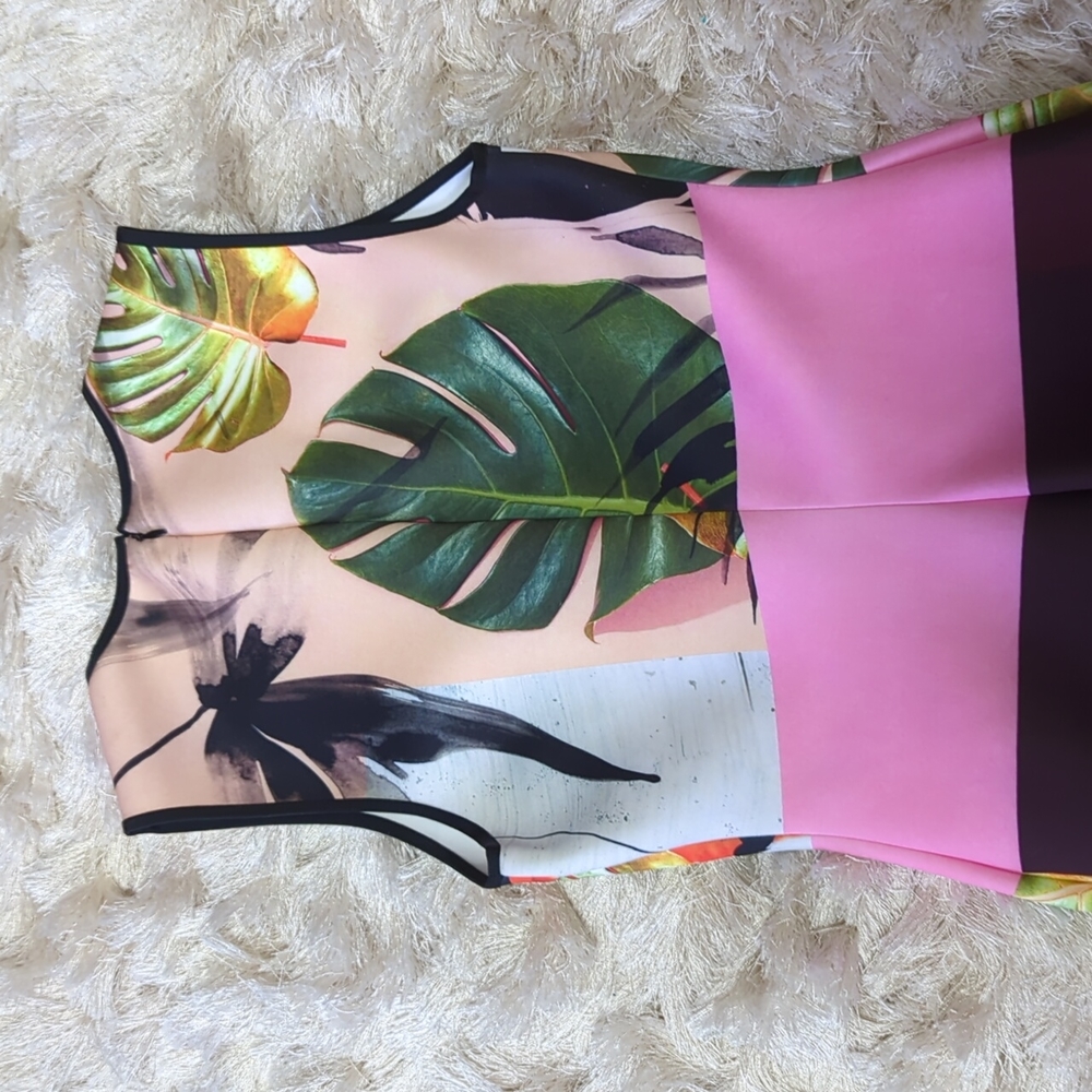 Clover Canyon Pink Green Falling Leaves Dress S - Picture 12 of 14